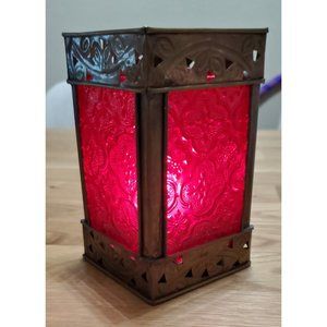 Colored Glass Candle Holder - Red